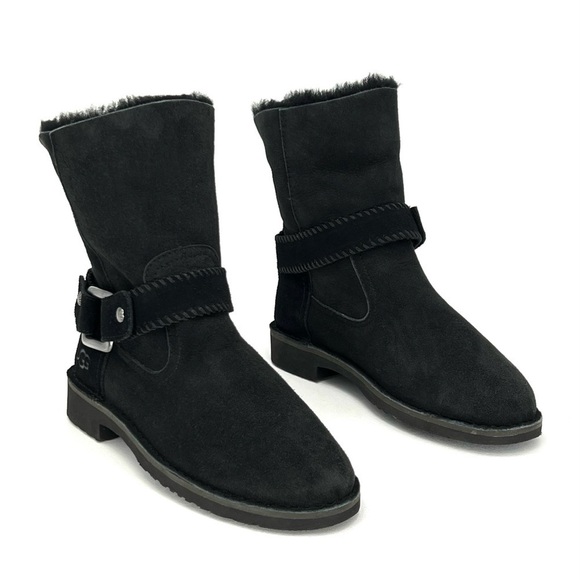 Ugg Cedric Biker Boot Size 6 Black Suede Shearling Uggs Ankle Booties New NWT - Picture 12 of 12
